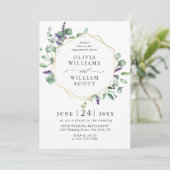 Moderne Eucalyptus Lavendel FOTO VERLOVINGSFEEST Kaart (Staand voorkant)