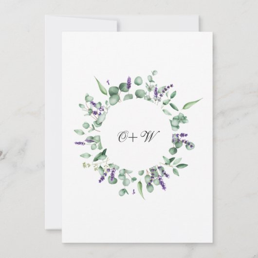 Moderne Eucalyptus Lavender ENGAGTY Kaart (Achterkant)