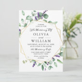 Moderne Eucalyptus Lavender Foliage PHOTO Weddensc Kaart (Staand voorkant)