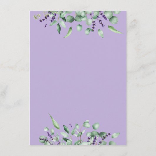 Moderne Eucalyptus Lavender Foliage Wedding Save The Date (Achterkant)