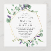 Moderne Eucalyptus Lavender Geometric Lijst Weddin Kaart (Voorkant)