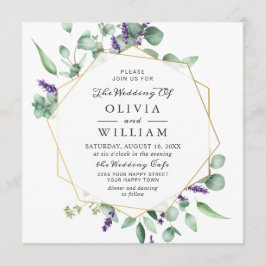 Moderne Eucalyptus Lavender Geometric Lijst Weddin Kaart