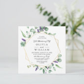 Moderne Eucalyptus Lavender Geometric Lijst Weddin Kaart (Staand voorkant)