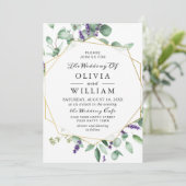 Moderne Eucalyptus Lavender Geometric Lijst Weddin Kaart (Staand voorkant)