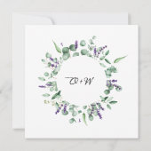 Moderne Eucalyptus Lavender Geometric Lijst Weddin Kaart (Achterkant)