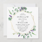 Moderne Eucalyptus Lavender Geometric Lijst Weddin Kaart (Voorkant)