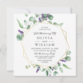 Moderne Eucalyptus Lavender Geometric Lijst Weddin Kaart