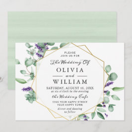 Moderne Eucalyptus Lavender Geometric Lijst Weddin Kaart