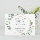 Moderne Eucalyptus Lavender Geometric Lijst Weddin Kaart (Staand voorkant)