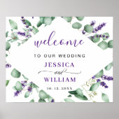 Moderne Eucalyptus Lavender WEDDING Welkom Sign Poster (Voorkant)