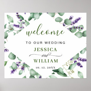 Moderne Eucalyptus Lavender WEDDING Welkom Sign Poster