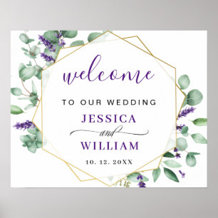 Moderne Eucalyptus Lavender WEDDING Welkom Sign Poster