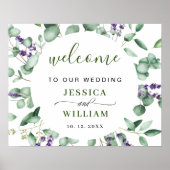Moderne Eucalyptus Lavender WEDDING Welkom Sign Poster (Voorkant)