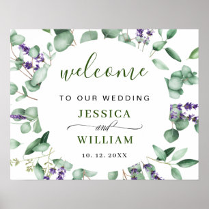 Moderne Eucalyptus Lavender WEDDING Welkom Sign Poster