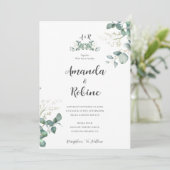 Moderne Eucalyptus Leaf Huwelijksuitnodiging Kaart (Staand voorkant)