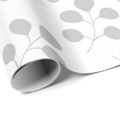 Moderne Eucalyptus Leaves Grey and White Cadeaupapier (Rol Hoek)