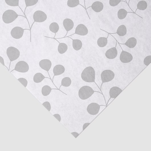 Moderne Eucalyptus Leaves Grey and White Tissuepapier (Detail)