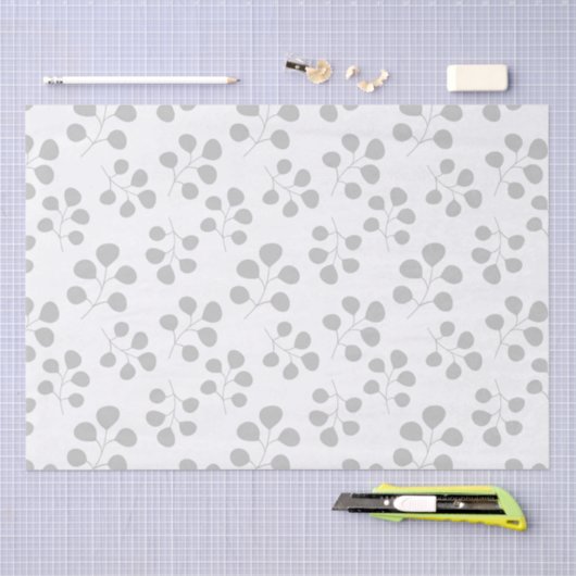 Moderne Eucalyptus Leaves Grey and White Tissuepapier (Craft)
