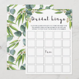 Moderne eucalyptus leest Bridal Bingo-kaarten