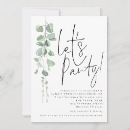 Moderne Eucalyptus Lets Party 21st Birthday Kaart