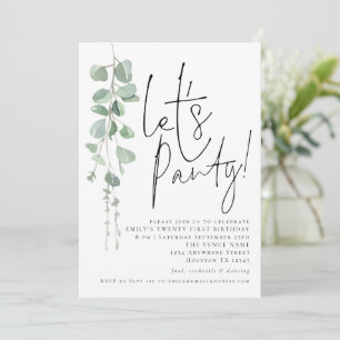 Moderne Eucalyptus Lets Party 21st Birthday Kaart