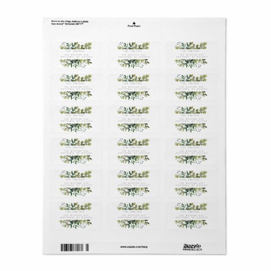Moderne Eucalyptus Lijst Return Address Labels (Full Sheet)