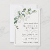 Moderne Eucalyptus Lijst Wedding Kaart (Voorkant)