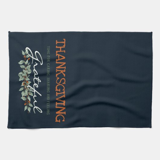 Moderne Eucalyptus met een goede Thanksgiving Theedoek (Horizontaal)