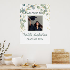 Moderne Eucalyptus Minimalistische Afstudeerfeest Poster