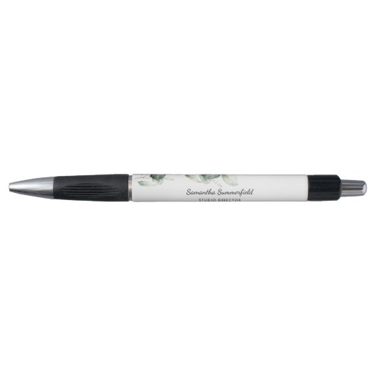 Moderne Eucalyptus Minimalistische Elegante Script Pen (Voorkant)
