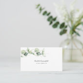 Moderne Eucalyptus Minimalistische Elegante Script Visitekaartje (Staand voorkant)