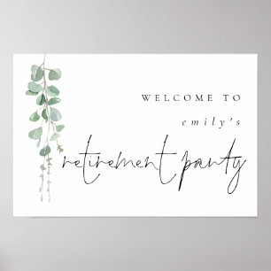 Moderne Eucalyptus Naam Welkom bij Pensioenfeestje Poster