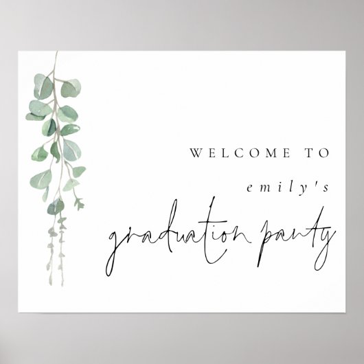 Moderne Eucalyptus Naam Welkom op het Afstudeerfee Poster (Voorkant)