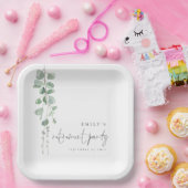 Moderne Eucalyptus Name Retirement Party Papieren Bordje (Feest)