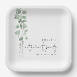 Moderne Eucalyptus Name Retirement Party Papieren Bordje
