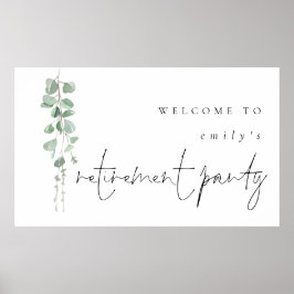 Moderne Eucalyptus Name Welcome Retirement Party Poster