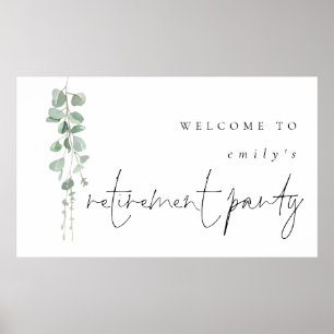 Moderne Eucalyptus Name Welcome Retirement Party Poster