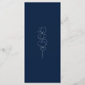 Moderne Eucalyptus Navy Blauwe & Witte Trouwdiner Menu (Achterkant)