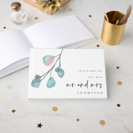 Moderne Eucalyptus Nieuwe Mevrouw Naam Trouwen Gastenboek