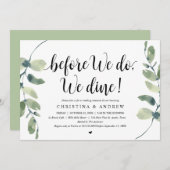 Moderne Eucalyptus, Oefenbruiloft Dinner Kaart (Voorkant / Achterkant)