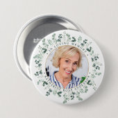 Moderne Eucalyptus Persoonlijke foto Memorial Ronde Button 7,6 Cm (Voorkant /achterkant)
