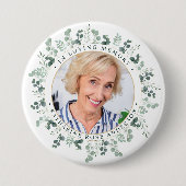 Moderne Eucalyptus Persoonlijke foto Memorial Ronde Button 7,6 Cm (Voorkant)