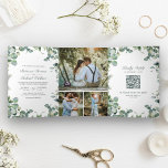 Moderne Eucalyptus Photo Collage QR Code Weddensch Drieluik Uitnodiging<br><div class="desc">Verrijk uw gasten met deze elegante huwelijksuitnodiging met mooie eucalyptusbladeren en moderne typografie met een online RSVP-kaart. Voeg eenvoudig uw gebeurtenisdetails op deze makkelijk te gebruiken sjabloon toe en voeg deze kaart met uw favoriete foto's toe om tot het één-van-een-soort uitnodiging te maken.</div>