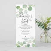 Moderne eucalyptus Plaatsing Instelkaart Bedankje Programmakaart (Staand voorkant)