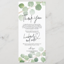 Moderne eucalyptus Place - Instelling Dank u wel Programmakaart