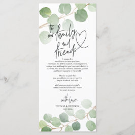 Moderne eucalyptus Place - Instelling Dank u wel Programmakaart