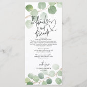 Moderne eucalyptus Place - Instelling Dank u wel Programmakaart (Voorkant)