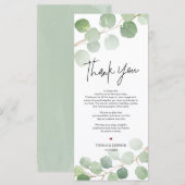 Moderne eucalyptus Place - Instelling Dank u wel Programmakaart (Voorkant / Achterkant)