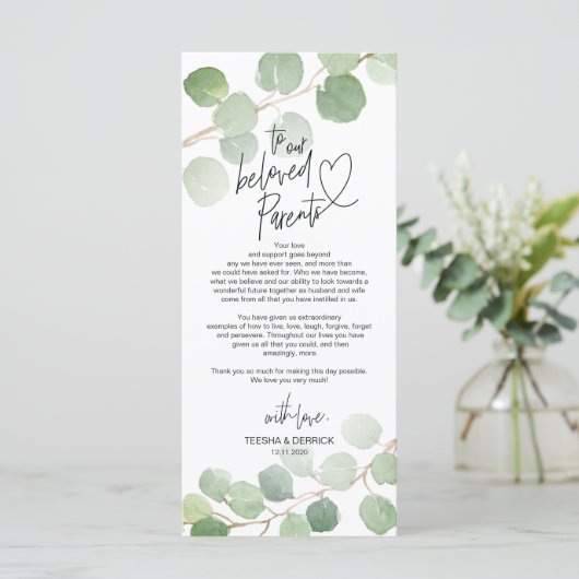 Moderne eucalyptus Place - Instelling Dank u wel Programmakaart (Staand voorkant)