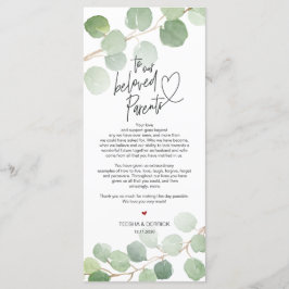 Moderne eucalyptus Place - Instelling Dank u wel Programmakaart